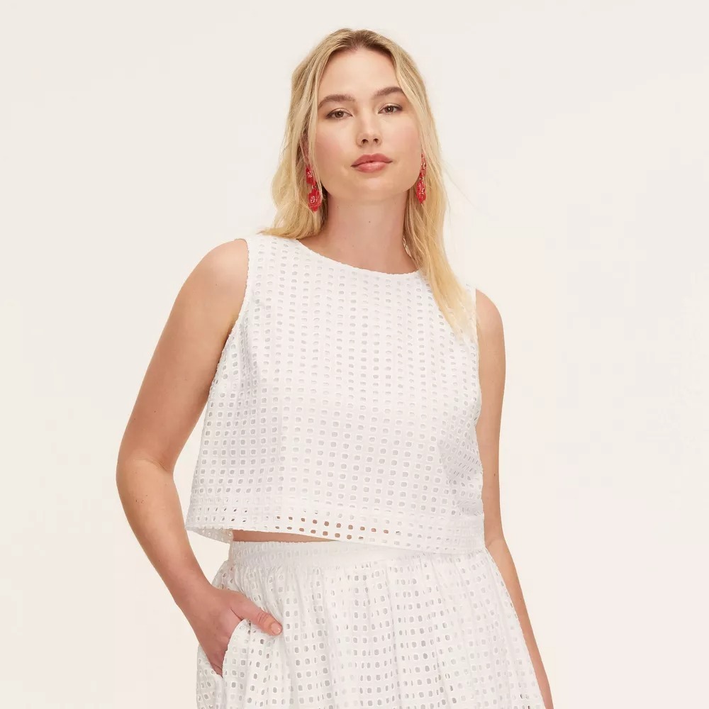 New! Kate Spade x Target Extra Small Eyelet Shell Tank Top Shirt Blouse White XS